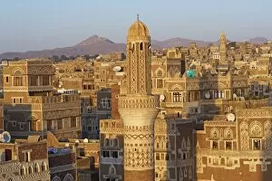 Images Dated 15th November 2008: Elevated view of the Old City of Sanaa, UNESCO World Heritage Site, Yemen, Middle East