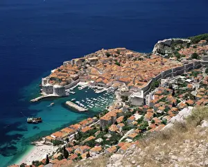 Dalmatian Prints: Elevated view of the Old Town, UNESCO World Heritage Site, Dubrovnik, Dalmatia