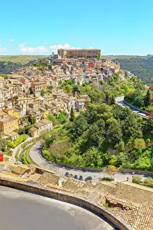 Neighborhood Prints: Elevated view overlooking the buildings and streets of Ragusa Ibla in Sicily