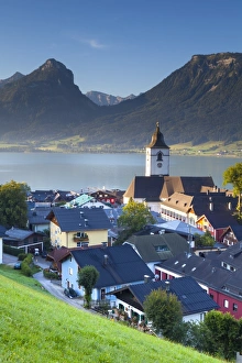 Upper Austria Prints: Elevated view over Parish Church and St