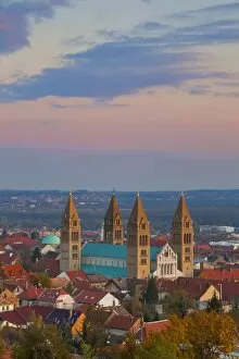 Images Dated 12th November 2009: Elevated view over the Pecs Cathedral at sunset, Pecs, Hungary, Europe