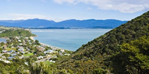 Golden Bay Prints: Elevated view of Pohara Beach, Golden Bay, South Island, New Zealand