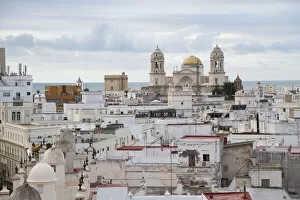 Cadiz Gallery: Elevated view of the port city Cadiz, Andalusia, Spain, Europe