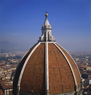 High Section Prints: Elevated View of the Roof of the Duomo and Cityscape, Florence, Tuscany, Italy