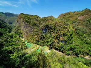 Alta Prints: Elevated view of Semuc Champey Natural Monument shows lush landscape and clear waters in Guatemala during the daytime