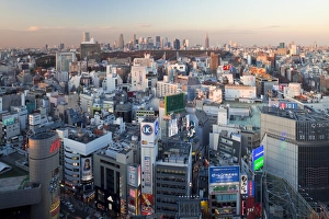 Shibuya Prints: Elevated view of Shinjuku skyline from Shibuya, Tokyo, Japan, Asia