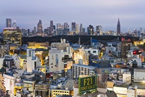 Images Dated 12th December 2010: Elevated view of Shinjuku skyline viewed from Shibuya, Tokyo, Honshu, Japan, Asia