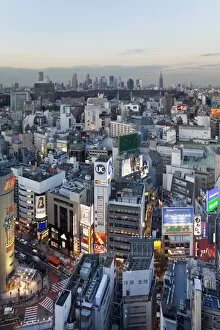 Images Dated 10th December 2010: Elevated view of Shinjuku skyline viewed from Shibuya, Tokyo, Honshu, Japan, Asia