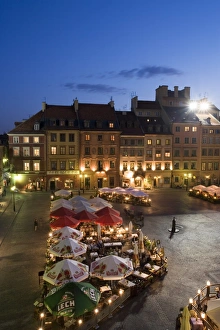 Warsaw Prints: Elevated view over the square and outdoor restaurants