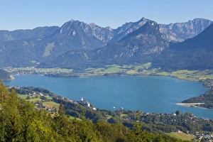 Upper Austria Prints: Elevated view over St. Wolfgang