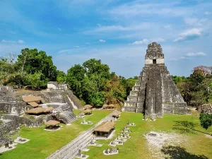 Management Prints: Elevated view of Temple I in Great Plaza at Tikal
