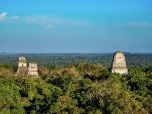 Artistry Prints: Elevated view of temples I, II and III at Tikal in Peten Department