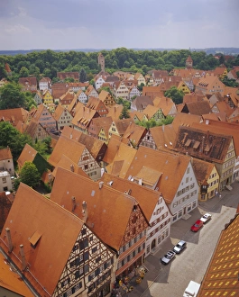 Dinkelsbuhl Prints: Elevated view of the town