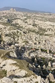 Elevated view over the town of Goreme in Cappadocia, Anatolia, Turkey, Asia Minor