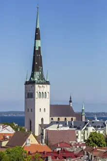 Estonia Prints: Elevated view of the walled part of Old Town