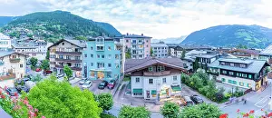 Austrian Prints: Elevated view of Zell am See at dusk, Zell am See, Salzburg, Austria, Europe