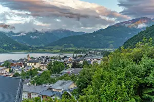Recreational Prints: Elevated view of Zell am See and Lake Zell during golden hour