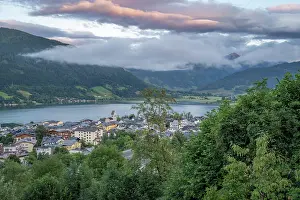 Hour Prints: Elevated view of Zell am See and Lake Zell during golden hour
