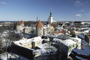 Baltic Prints: Elevated winter view from Toompea in the Old Town, Tallinn, UNESCO World Heritage Site