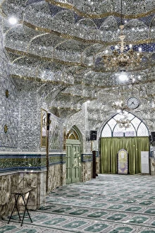 Time Collection: Emamzadeh Zeyd Mausoleum, entrance hall decorated with mirrors, Tehran, Islamic Republic