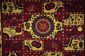 Rugs Prints: Embroidered rug, Museum of Decorative and Applied Art, Tashkent, Uzbekistan