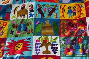 Embroidered textile, Santiago Atitlan, Lake Atitlan, Guatemala, Central America
