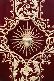 Embroidery on a priests garment, Bievres, Essonne, France, Europe