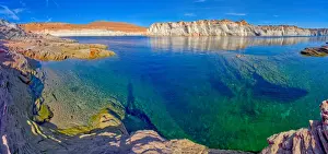 Lake Powell Prints: The emerald blue waters of Lake Powell just north of the Glen Canyon Dam in an area