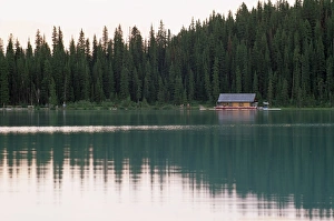 Lake Louise Prints: The emerald waters of Lake Louise at dusk, Banff National Park, UNESCO World Heritage Site