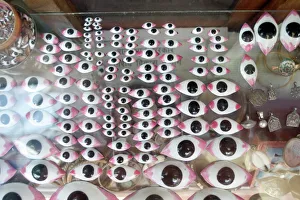 Crafts Prints: Enamel eyes for deities made for shrines, Udaipur, Rajasthan, India, Asia