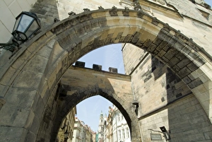 Mala Strana Prints: End of Charles Bridge looking towards Mala Strana, Prague, Czech Republic, Europe