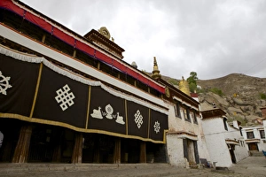 Tibet Prints: Entrance to the assembly hall at Sera Monastery, Lhasa, Tibet, China, Asia