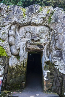 9th Century Prints: Entrance gate to the Goa Gajah temple complex, Bali, Indonesia, Southeast Asia, Asia