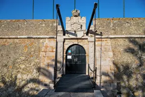 National Prints: Entrance gate at Ponta da Bandeira fort in Lagos with blue sky