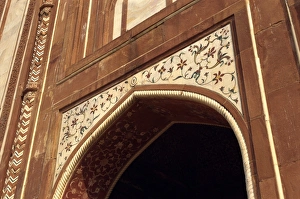 Moghul Prints: Detail of entrance gateway to the Taj Mahal
