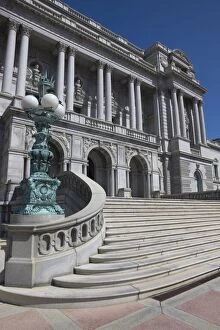 The entrance to the Library of Congress, Washington D.C. United States of America