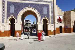 Five People Prints: Entrance to the Medina, Souq, Bab Boujeloud (Bab Bou Jeloud) (Blue Gate)