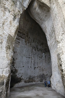 L Imestone Prints: Entrance of the Orecchio di Dionisio cavern, Neapolis, Siracusa, Sicily, Italy, Europe
