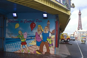 Images Dated 9th May 2009: Entry to the Central Pier with Blackpool Tower in the background, Blackpool