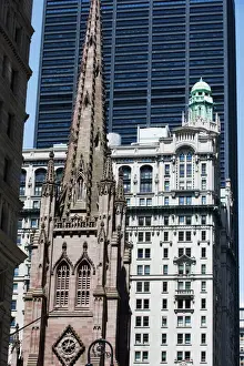 Gothic Prints: Episcopal syle Trinity Church, Gothic revival built in 1846, Wall Street