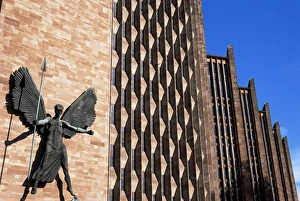 Coventry Prints: Epsteins statue of St. Michael and the Devil, Coventry New Cathedral