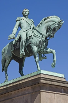 Royal Prints: Equestrian statue in front of the Royal Palace, Oslo, Norway, Scandinavia, Europe