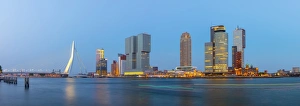Erasmusbrug (Erasmus Bridge) and Wilhelminakade 137, De Rotterdam, The Rotterdam Building