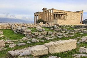 Athens Prints: Erechtheion, with Porch of the maidens or Caryatids, Acropolis, UNESCO World Heritage Site
