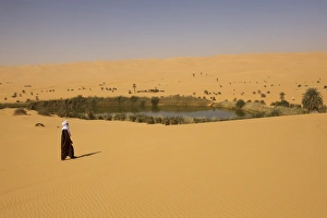 In the erg of Ubari, the Umm-el Ma (Mother of the Waters) Lake, Libya, North Africa