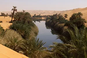 Dunes Prints: In the erg of Ubari, the Umm-el Ma (Mother of the Waters) Lake, Libya, North Africa