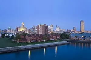Erie Basin Marina and city skyline, Buffalo, New York State, United States of America