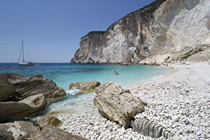 Pebble Prints: Erimitis beach on west coast, Paxos, Ionian Islands, Greek Islands, Greece, Europe