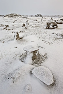 Boulders Prints: Eroded boulders at the Egg Factory with fresh snow
