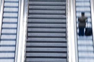 Images Dated 15th December 2009: Escalator and stairs leading to the platform at modern train station, Berlin